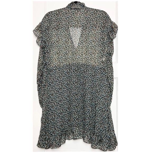 PHILOSOPHY LORENZO SERAFINI Silk Leopard Ruffle Long Puffed Sleeve Mini Dress 4 - Picture 6 of 11